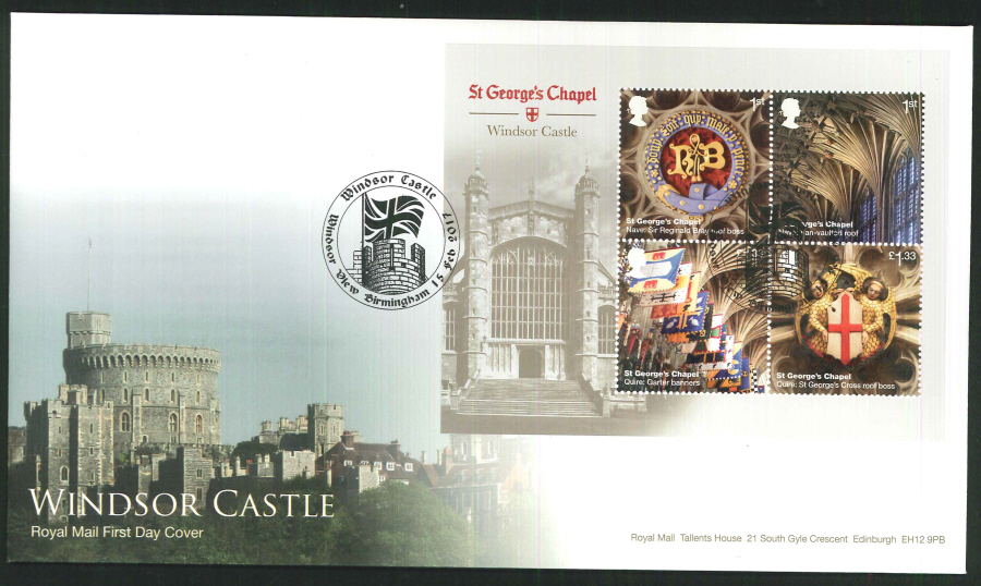 2017 - Minisheet First Day Cover "Windsor Castle" - Windsor View Birmingham Postmark